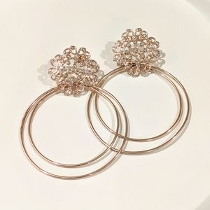 Etereo Rose Gold Double Hoop Door Knocker Earrings